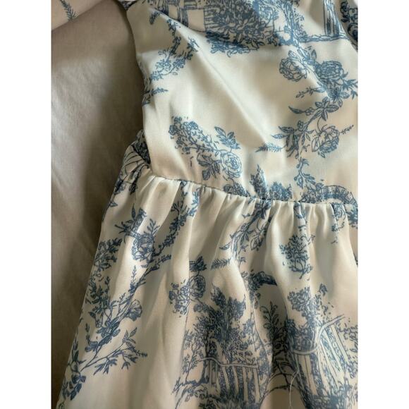 Storia Dress Baby Doll Toile Blue and White Mini Dress Size SMALL - Picture 7 of 12